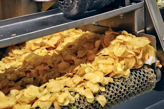 Machine in potato chips factory
